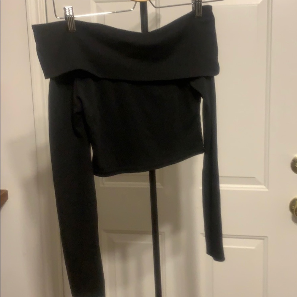 Boohoo ribbed off the shoulder crop lounge set